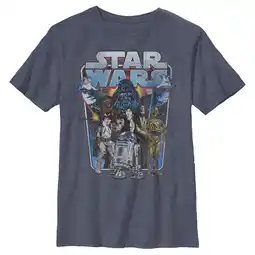 Walmart Boy's Star Wars Vintage Hero Character Frame Graphic Tee Navy Blue Heather Medium offer