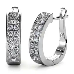 Walmart Cate & Chloe Sawyer 18k White Gold Plated Hoop Earrings with Swarovski Crystals Gift for Women offer