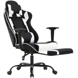 Walmart BestOffice Racing Style Gaming Chair with Adjustable Pillows and Footrest for Adult Gamers(White) offer