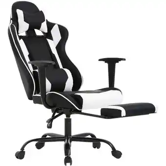 Walmart BestOffice Racing Style Gaming Chair with Adjustable Pillows and Footrest for Adult Gamers(White) offer