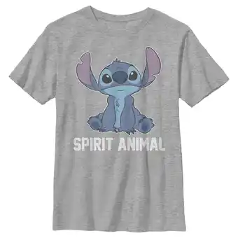 Walmart Disney Lilo Stitch Stitch Spirit Animal v2 Boys Crew Tee, Athletic Heather, Medium offer