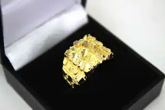 Walmart JB Jewelry House Inc. Solid Yellow Gold Nugget Ring 10K, 2.2-6.4 grams, Yellow Gold, Sizes 6-13 offer