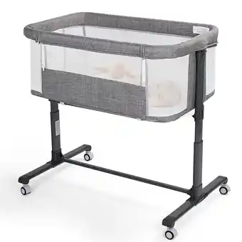 Walmart AILEEKISS Baby Bassinet Bedside Sleeper, Height Adjustable Newborn Baby Bassinet with Wheels, Grey offer