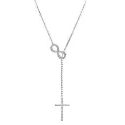 Walmart Cate & Chloe Mary Sterling Silver Infinity Cross Lariat Y-Necklace with Simulated Diamonds for Women offer