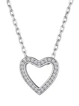 Walmart Suplight 925 Sterling Silver Heart Pendant Necklace CZ Necklace for Women Jewelry Gift offer