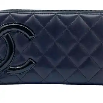 Walmart Pre-Owned CHANEL Cambon Line Round Long Wallet Leather Black A50078 Cowhide Women's... (Fair) offer