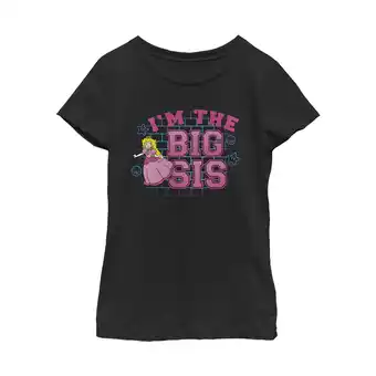 Walmart Girl's Nintendo Princess Peach Big Sis Graphic Tee Black Medium offer