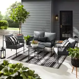 Walmart Mainstays Logan 4-Piece Outdoor Conversation Set, Dark Gray offer