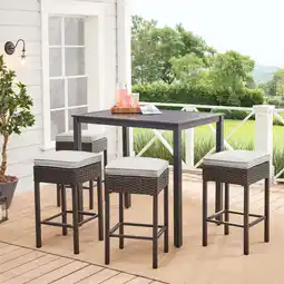 Walmart Mainstays Ayden Park 5-Piece Outdoor Patio High Dining Set, Tan offer