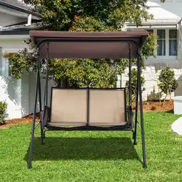 Walmart Costway 2 Seat Patio Porch Swing with Adjustable Canopy Storage Pockets Brown offer