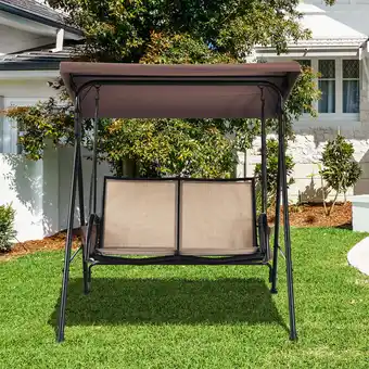 Walmart Costway 2 Seat Patio Porch Swing with Adjustable Canopy Storage Pockets Brown offer