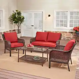 Walmart Mainstays Tuscany Ridge 4-Piece Conversation Set, Red offer