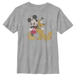 Walmart Boy's Mickey & Friends Mickey and Pluto Graphic Tee Athletic Heather Medium offer