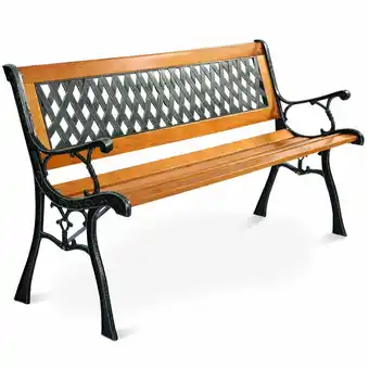 Walmart 49 1/2'' Patio Park Garden Bench Porch Path Chair Outdoor Deck Cast Iron Hardwood offer