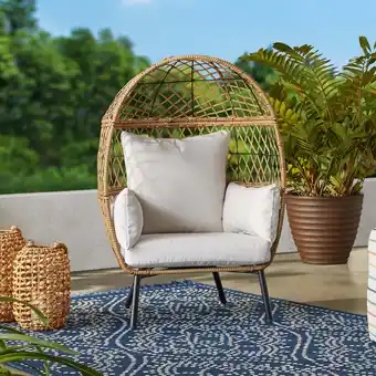 Walmart Better Homes & Gardens Ventura Boho Outdoor Wicker Stationary Kid's Egg Chair, Tan offer