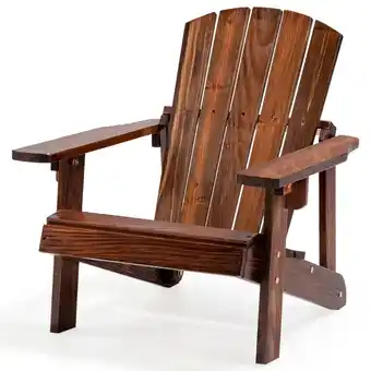 Walmart Costway Kid's Adirondack Chair Patio Wood High Backrest Arm Rest 110 LBS Capacity Coffee offer