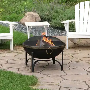 Walmart Sunnydaze 26 Round Wood-Burning Black Finish Steel Outdoor Fire Bowl with Spark Screen offer