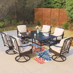 Walmart MF Studio Patio Conversation Set 7 Piece Modern Steel Dining Furniture Sets Black/Brown/Beige offer