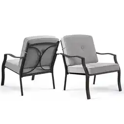 Walmart Gymax 2PCS Metal Chairs Outdoor Dining Seat Heavy Duty w/ Cushions Garden Patio Gray offer