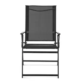 Walmart Mainstays Greyson Steel and Sling Folding Outdoor Patio Armchair - Set of 2, Black offer