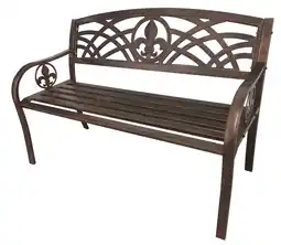 Walmart Leigh Country Outdoor Metal Patio Bench with Fleur-De-Lis - Bronze offer