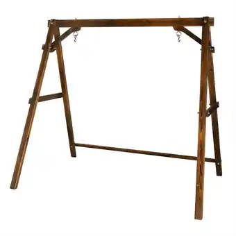 Walmart Ktaxon Swing Stand Wooden Porch Swing Frame A-Frame Carbonized 600lbs For 4ft Swing Chair offer