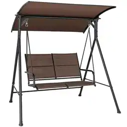 Walmart Costway Metal Hanging Porch Swing with Soft Cushion and Adjustable Canopy, Brown offer