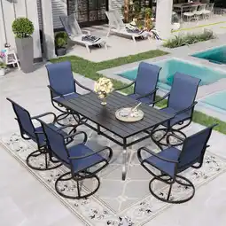 Walmart Sophia & William 7 Piece Outdoor Patio Dining Set Textilene Chairs and Table Furniture Set, Blue offer