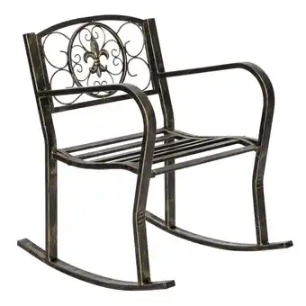 Walmart Ktaxon Outdoor Wrought Iron Rocking Chair Rustic Black, Outdoor Iron Rocker for Patio, Garden, Lawn offer