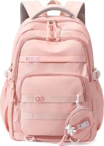 Walmart DAKIMOE Large capacity Backpack Aesthetic Student Schoolbag Middle School Backpack, Pink offer