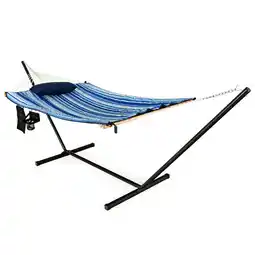 Walmart Costway Hammock Chair Stand Set Cotton Swing w/ Pillow Cup Holder Indoor Outdoor offer