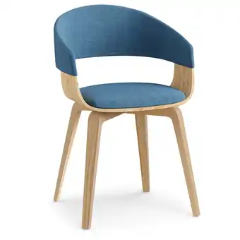 Walmart Simpli Home Lowell Bentwood Dining Chair with Light Wood in Blue Linen Look Fabric offer