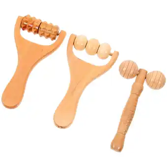 Walmart 3pcs Wood Massage Tools Wooden Shoulder Massage Roller Back Massager Rolling Foot Massager offer