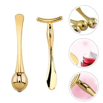 Walmart under Eye Massager Eye Massage Roller Head T-bar Set The Face Set Golden 9.6x3.5cm offer