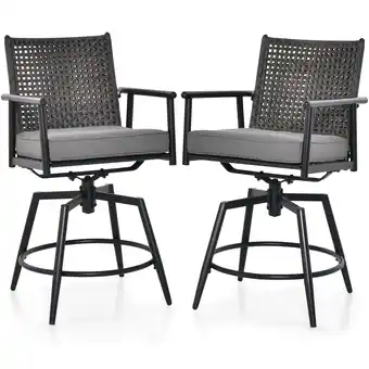 Walmart Gymax Patio Swivel Bar Stools Set of 2 Outdoor Counter Height Bar Chairs w/ PE Rattan Back offer