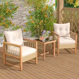 Walmart Costway 3 PCS Patio Furniture Set Outdoor PE Wicker Conversation Bistro Set offer