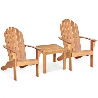 Walmart Costway 3PCS Patio Adirondack Chair Table Set Garden Deck Furniture offer