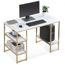 Walmart MCombo Computer Gaming Desk Office Desk with 3-Tier Shelves, Marble Finish offer