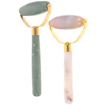 Walmart 2 Pcs Jade Massage Roller Skin Care Tools Face Rollers Hand Tools Face Roller Facial Massagers Woman offer