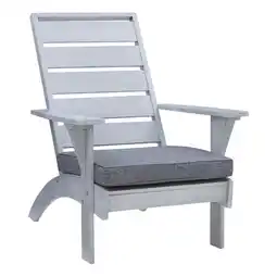 Walmart Linon Rey Sturdy Acacia Wood Outdoor Slat Back Chair With Cushion in Gray Finish offer