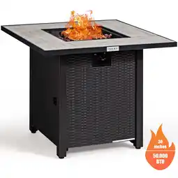 Walmart Costway 30'' Square Propane Gas Fire Pit Table Ceramic Tabletop 50,000 BTU with Cover offer