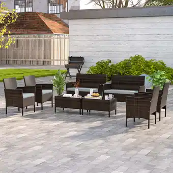 Walmart Costway 8 PCS Patio Furniture Set with Washable Cushions and Tempered Glass Coffee Table Grey offer