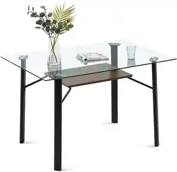 Walmart Ivinta Modern Glass Dining Table for Dining Room with Shelf offer