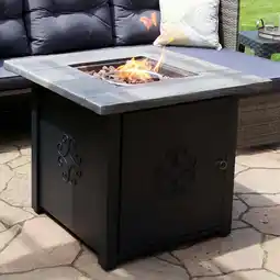 Walmart Sunnydaze 30 x 30 Square 40,000 BTU Propane Cast Stone Gas Fire Pit Table with Lava Rocks offer