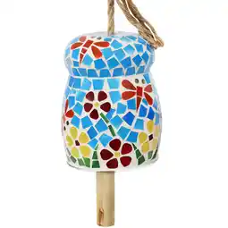 Walmart Sunnydaze Spring Flowers 7 Blue Glass Mosaic Wind Chime Bell offer