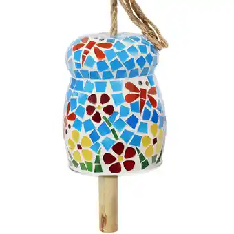 Walmart Sunnydaze Spring Flowers 7 Blue Glass Mosaic Wind Chime Bell offer