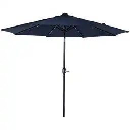 Walmart Sunnydaze 96 Navy Blue Solid Octagon Market Umbrella with Solar-Powered LEDs offer