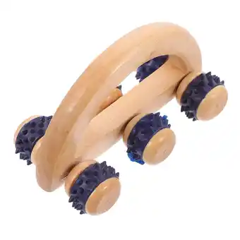 Walmart NUOLUX 1pc Roller Massager Hand Massage Tool Wood Massaging Roller (Light Yellow Blue) offer