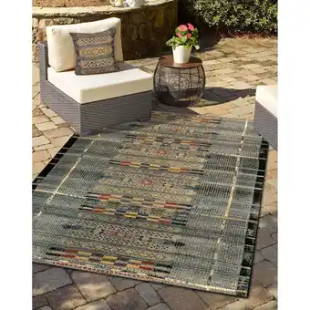 Walmart Liora Manne Marina Indoor Outdoor Area Rug, Tribal Stripe, 4' 10 x 7' 6 offer