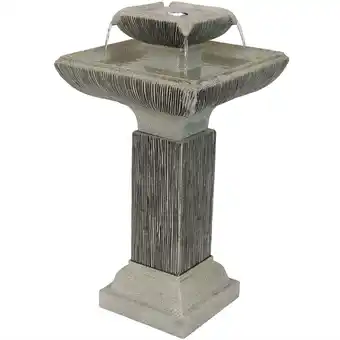 Walmart Sunnydaze Contemporary Gray Resin 2-Tier Outdoor Water Fountain offer